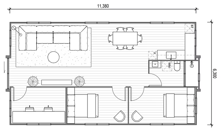 40ft Premium Expandable Container House Floor Plan Layout