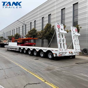 6 Axles 100Ton Heavy Duty Lowbed Flatbed Semi Trailer for Tractor Truck Transport